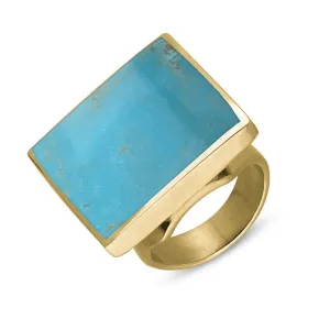 18ct Yellow Gold Turquoise Queen's Jubilee Hallmark Medium Square Ring D