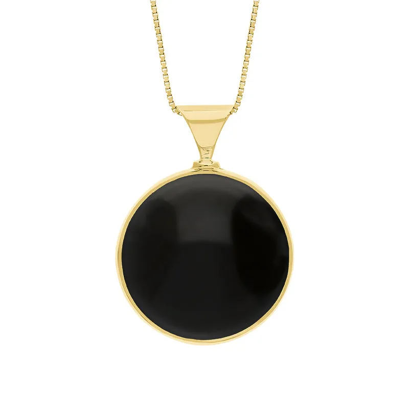 18ct Yellow Gold Whitby Jet Lapis Lazuli Queens Jubilee Hallmark Double Sided Round Necklace D