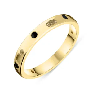 18ct Yellow Gold Whitby Jet Queen's Jubilee Hallmark 6mm Ring D