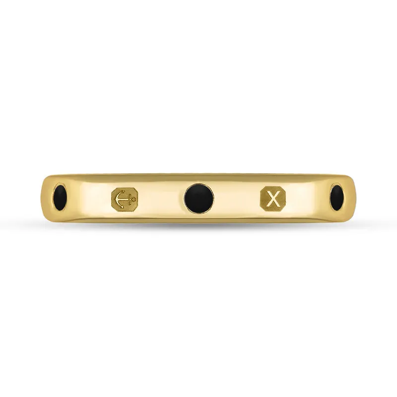 18ct Yellow Gold Whitby Jet Queen's Jubilee Hallmark 6mm Ring D