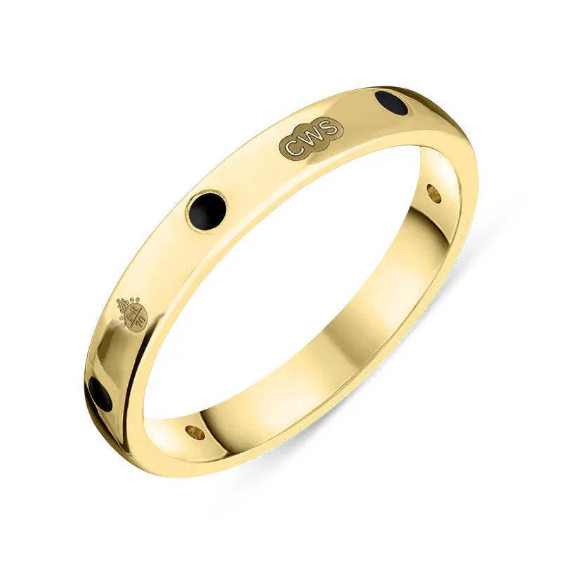18ct Yellow Gold Whitby Jet Queen's Jubilee Hallmark 6mm Ring D