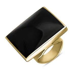 18ct Yellow Gold Whitby Jet Queen's Jubilee Hallmark Large Square Ring D