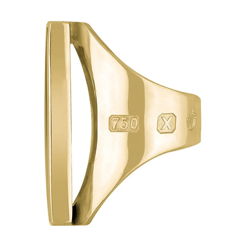 18ct Yellow Gold Whitby Jet Queen's Jubilee Hallmark Large Square Ring D