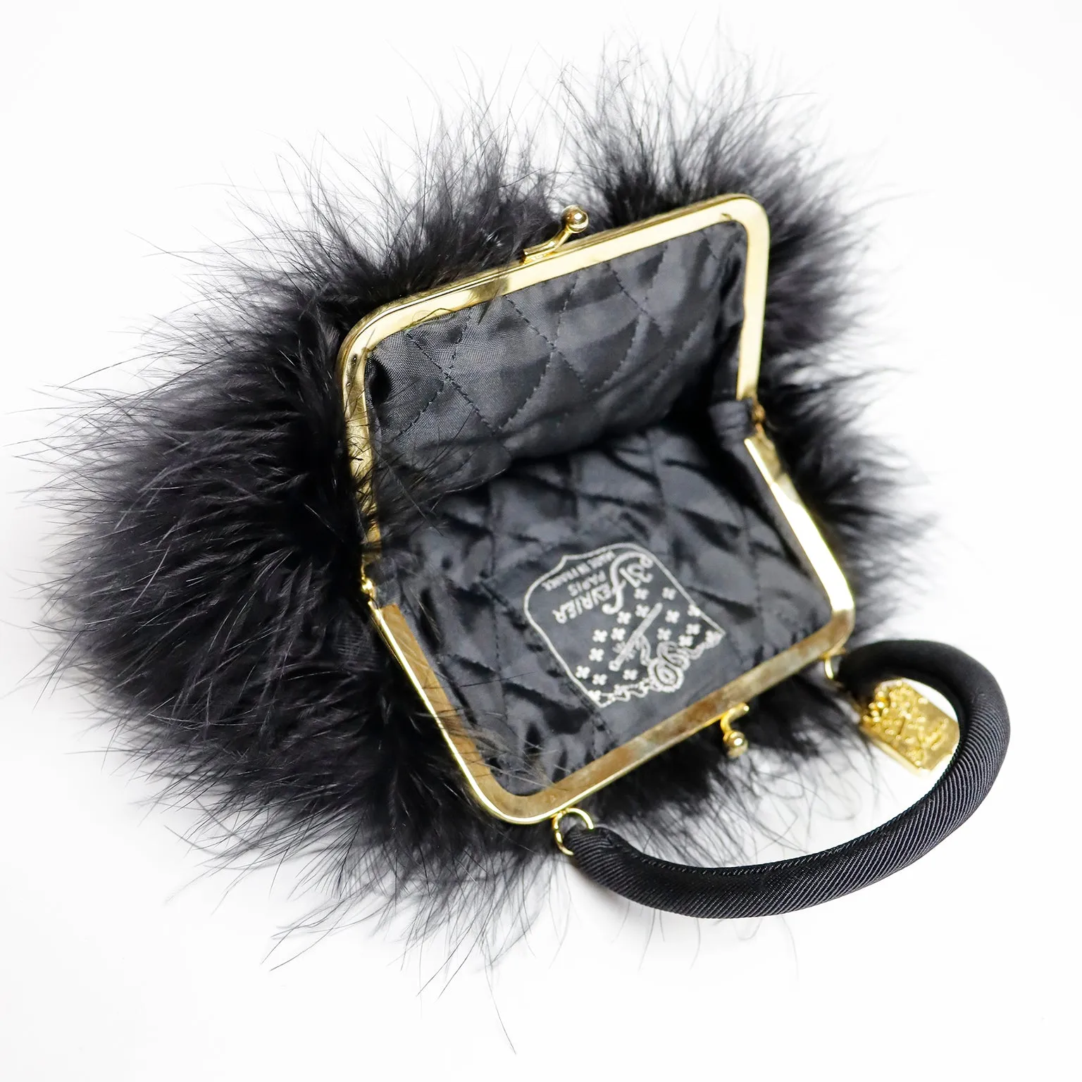 1990s Vintage 31 Fevrier Paris Marabou Feather Evening Bag