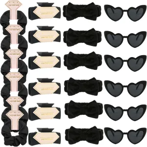 24pcs Bridesmaid Scrunchies Proposal Gifts square 4.1inch Bachelorette Hair Claws Clips Girls heart sunglasses headband gift for Wedding Party Favors (24, Black)