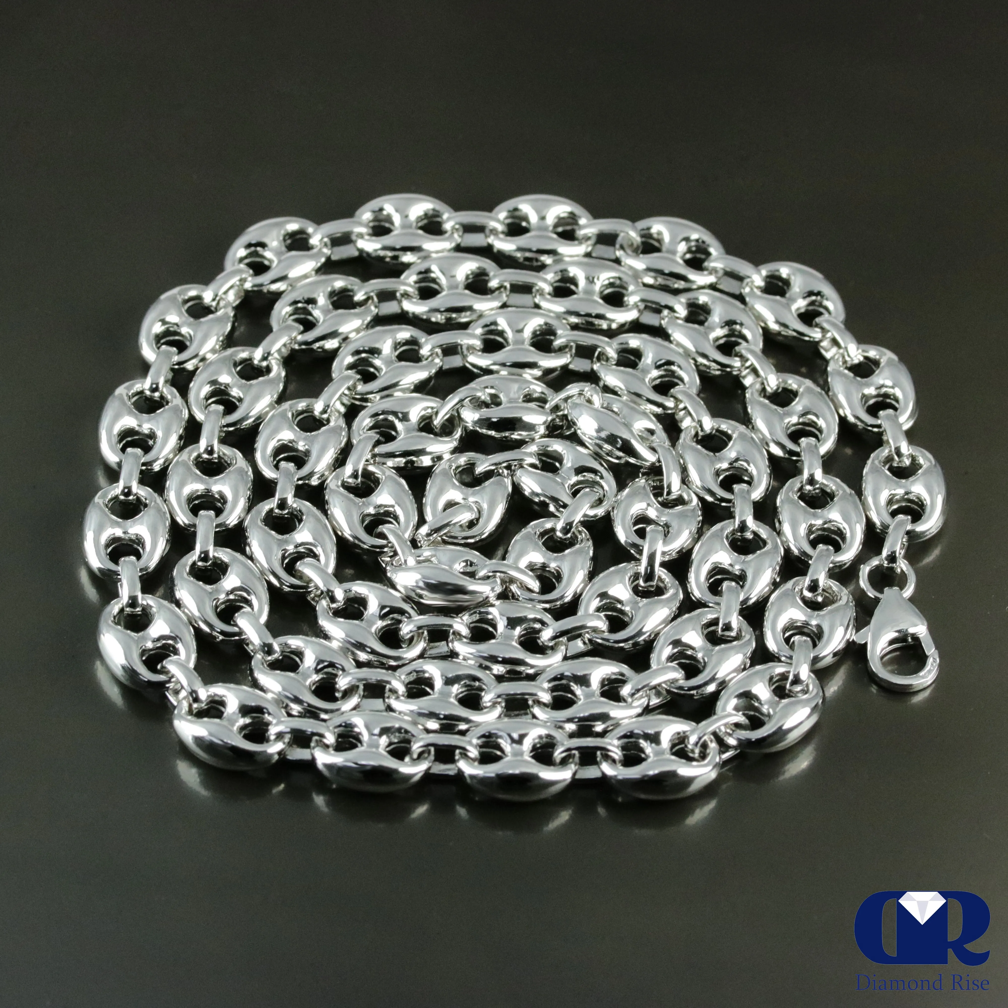 30" Puff Mariner link Chain Necklace Hollow In 14K 9 mm