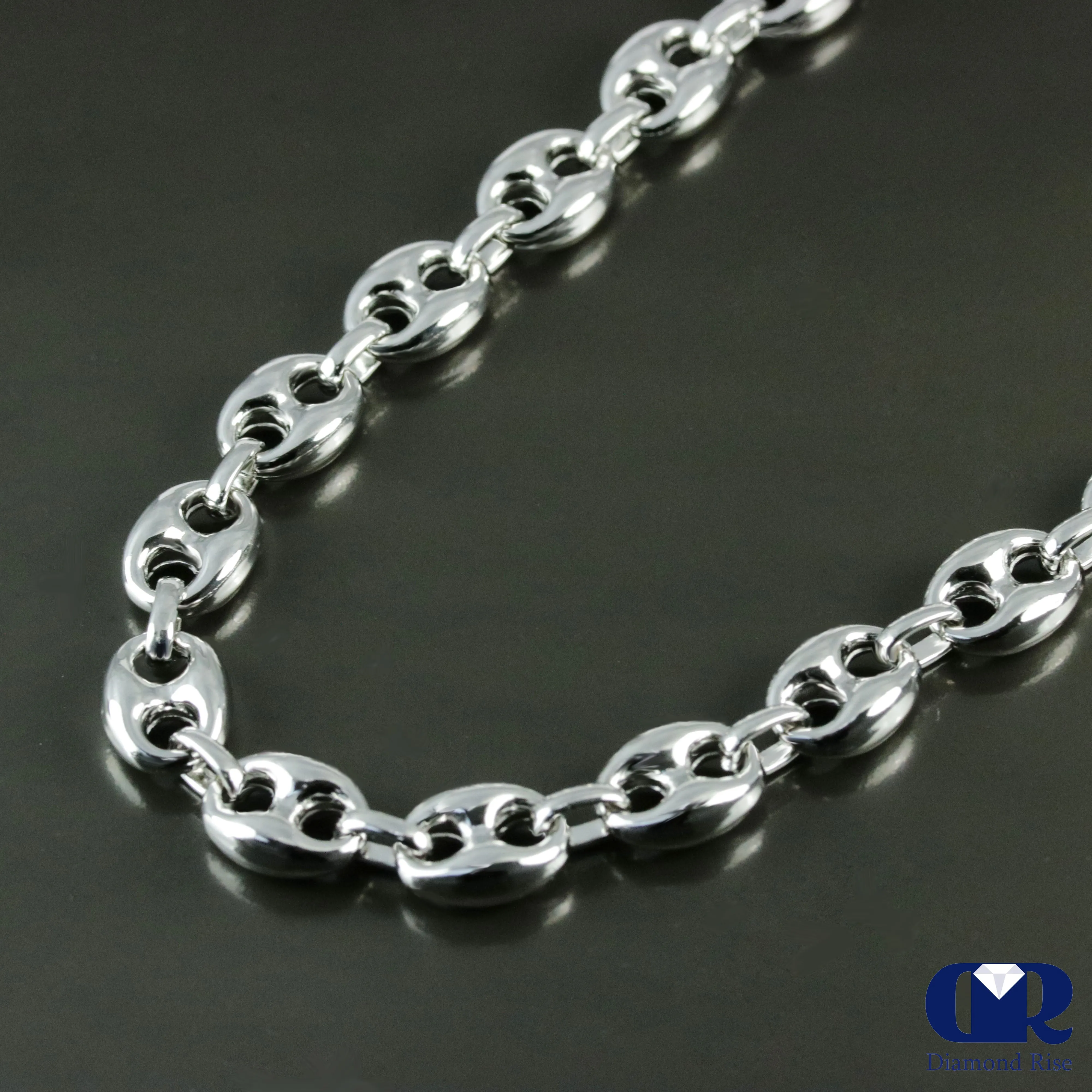 30" Puff Mariner link Chain Necklace Hollow In 14K 9 mm