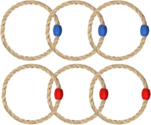 6 Pack Sisal Rope Ring Toss Game Replacement Parts for Kids and Adults, Outdoor Toss Rings for Agility Practice and Speed Game,Yard Games Lawn Games for Party(Red and Blue)