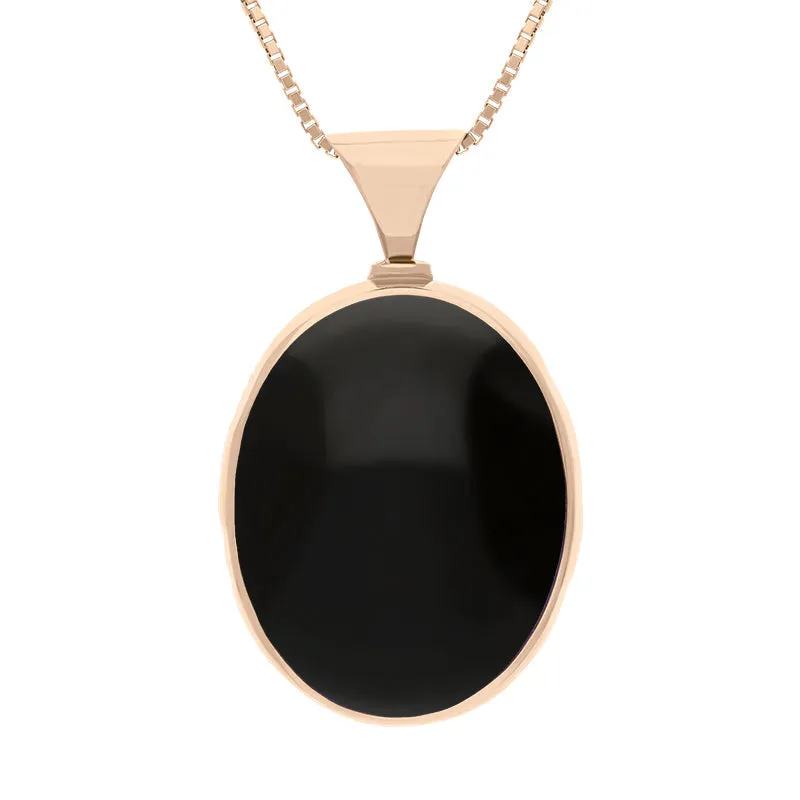 9ct Rose Gold Blue John Whitby Jet Queens Jubilee Hallmark Double Sided Oval Necklace D