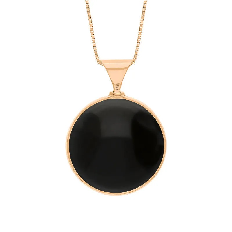 9ct Rose Gold Blue John Whitby Jet Queens Jubilee Hallmark Double Sided Round Necklace D