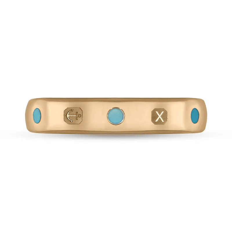 9ct Rose Gold Turquoise Queen's Jubilee Hallmark 4mm Ring D