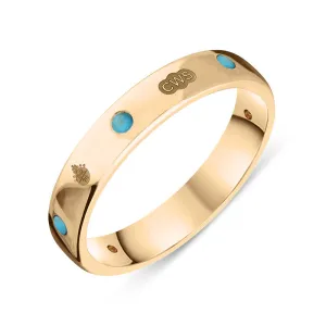9ct Rose Gold Turquoise Queen's Jubilee Hallmark 4mm Ring D