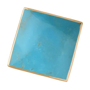 9ct Rose Gold Turquoise Queen's Jubilee Hallmark Large Rhombus Ring D