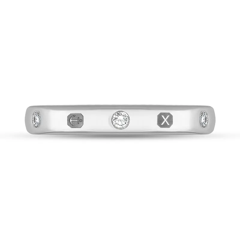 9ct White Gold 0.18ct Diamond Queen's Jubilee Hallmark 6mm Ring D