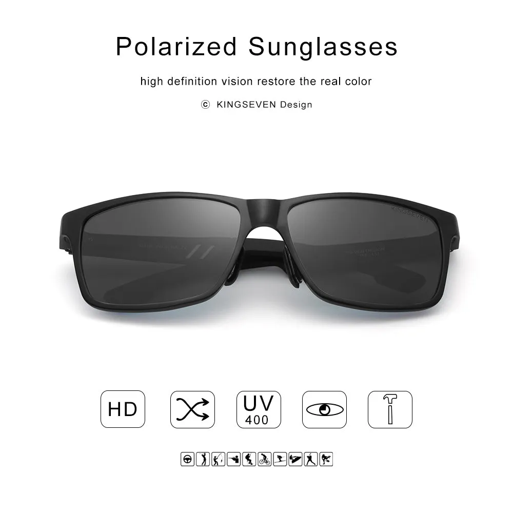 Aluminium Rectangle Masculine Style Men Polarized Sunglasses