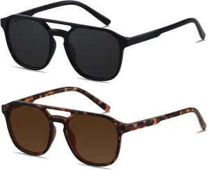 ANDWOOD Trendy Aviator Polarized Sunglasses Men Women Square Stylish Frame Sun Glasses