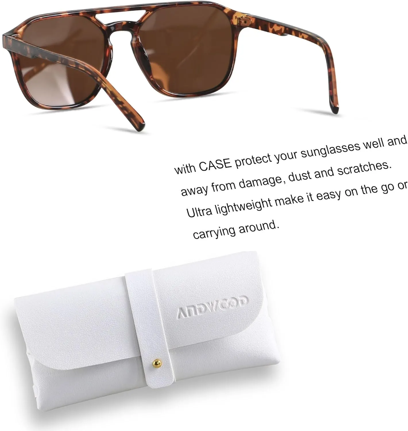 ANDWOOD Trendy Aviator Polarized Sunglasses Men Women Square Stylish Frame Sun Glasses