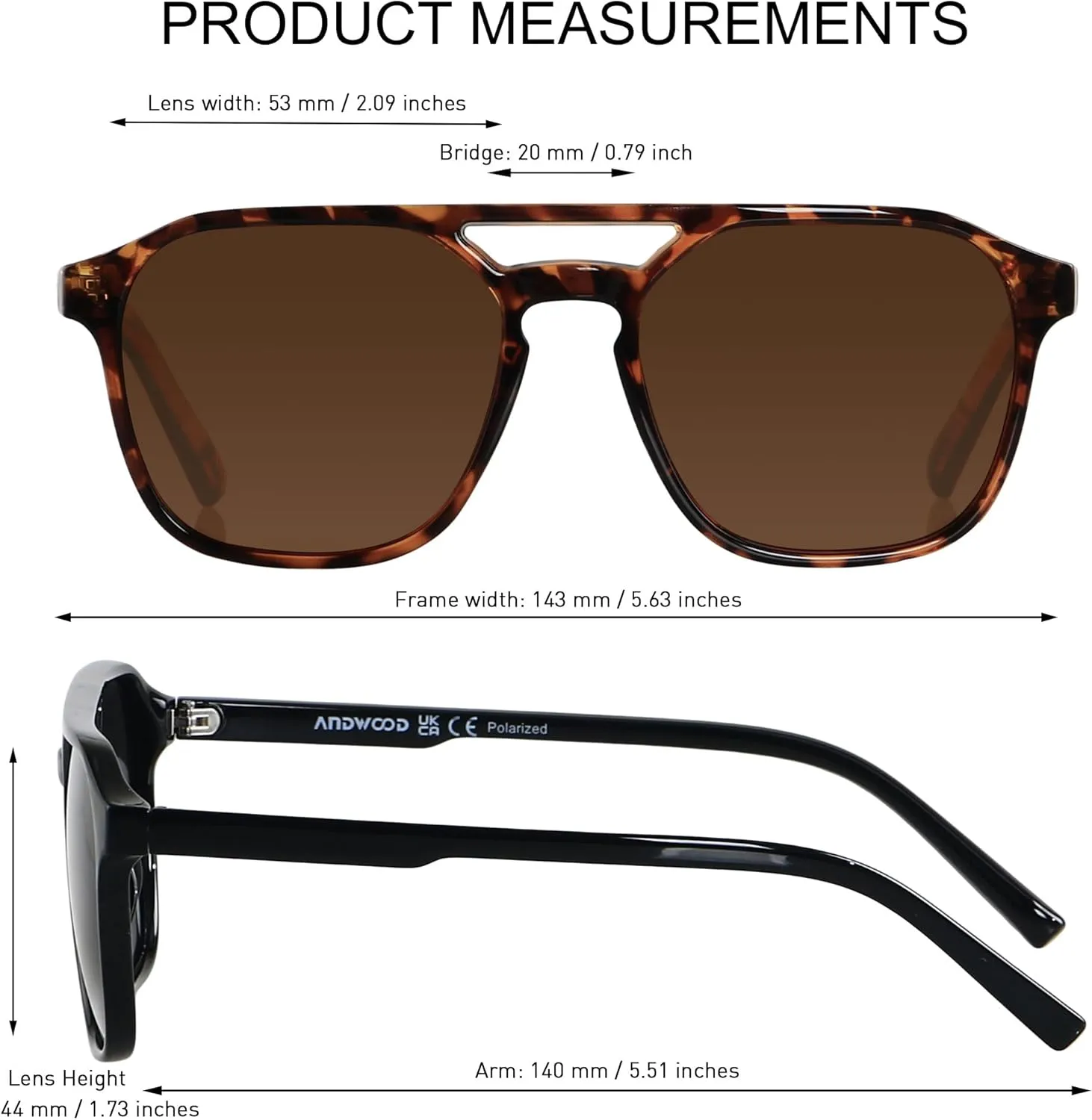 ANDWOOD Trendy Aviator Polarized Sunglasses Men Women Square Stylish Frame Sun Glasses