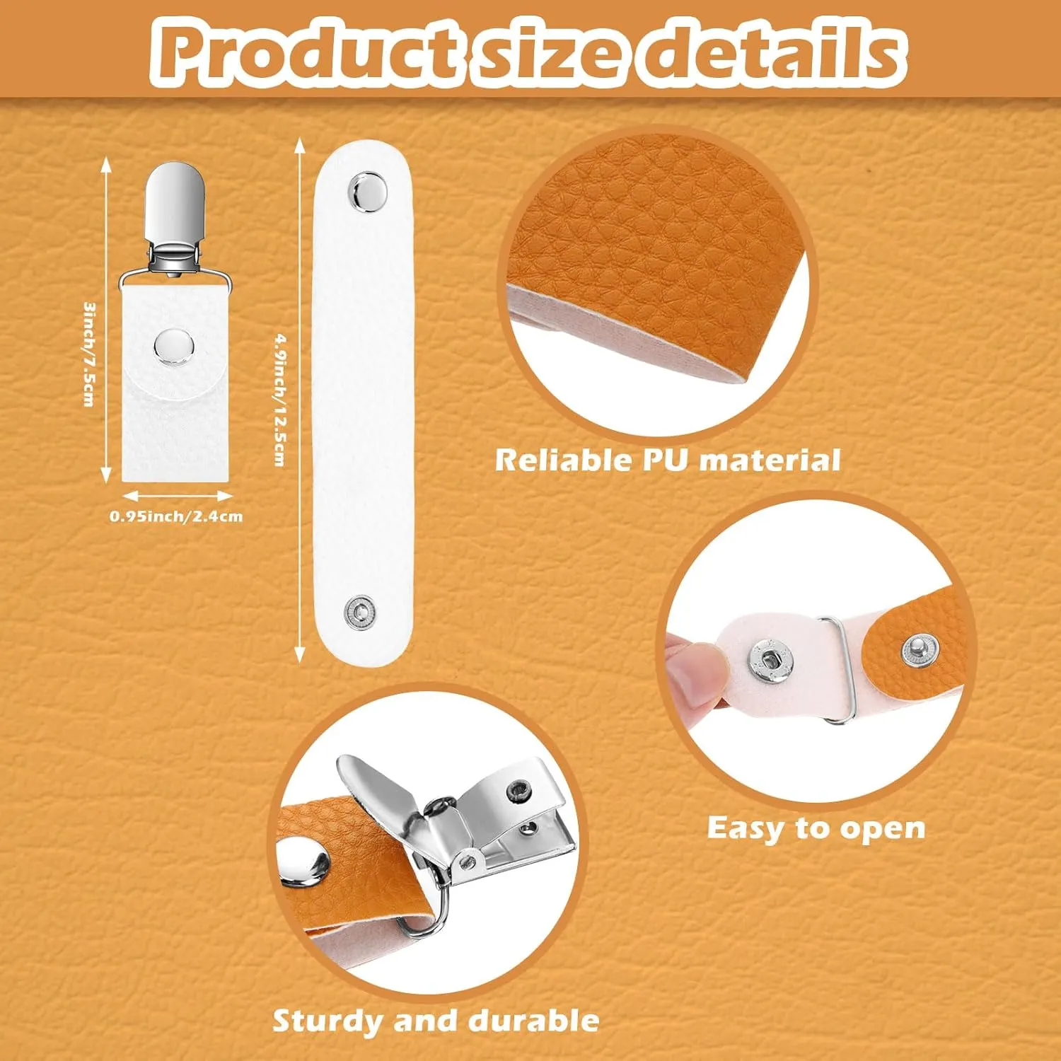 BBTO 6 Pcs Hat Clip for Summer Travel on Bag Luggage PU Leather Beach Hat Clip for Travel Women