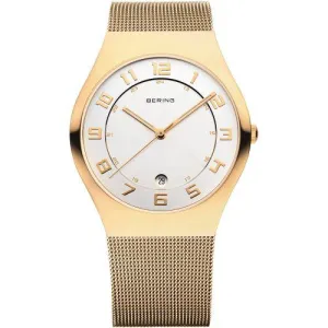 Bering Classic Polished Gold Mesh 37mm Watch