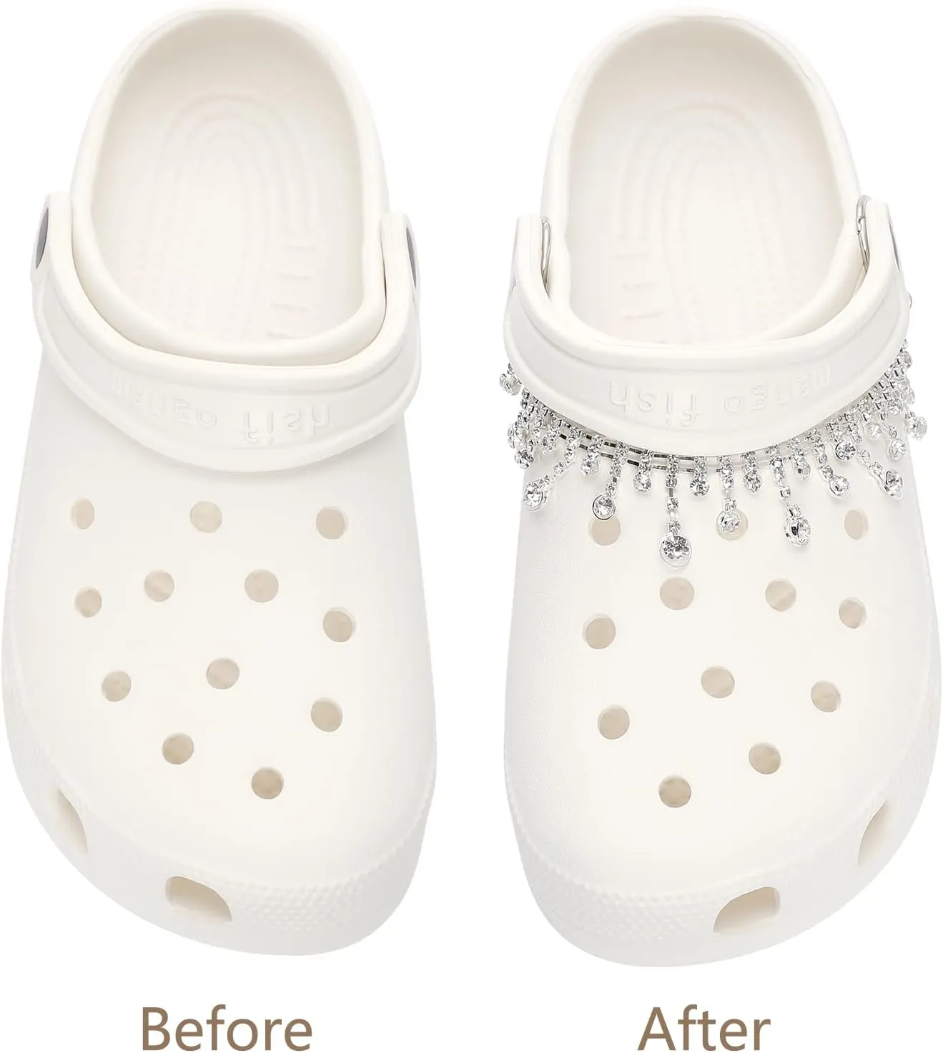 Bling Jewelry Shoe Charms for Girls, Luxury Silver Tassel Bling Shoe Chains for Women, DIY Designer Rhinestone Chain for Clog Sandals, Shoes Decoration Accessories