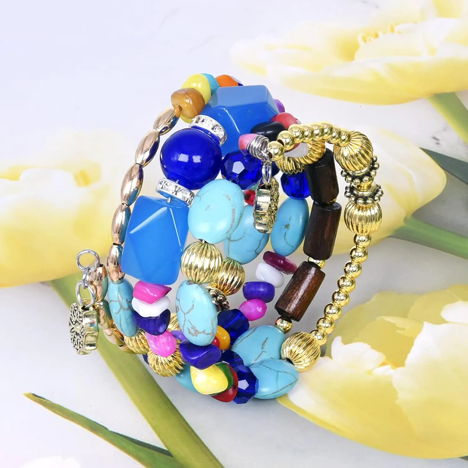 Boho Multilayer Irregular Agate Beads Charm Bracelets for Women Vintage Jade Stone Man Bracelets Yoga Bangles Ethnic Jewelry