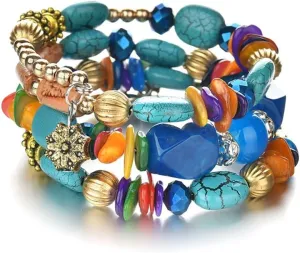 Boho Multilayer Irregular Agate Beads Charm Bracelets for Women Vintage Jade Stone Man Bracelets Yoga Bangles Ethnic Jewelry