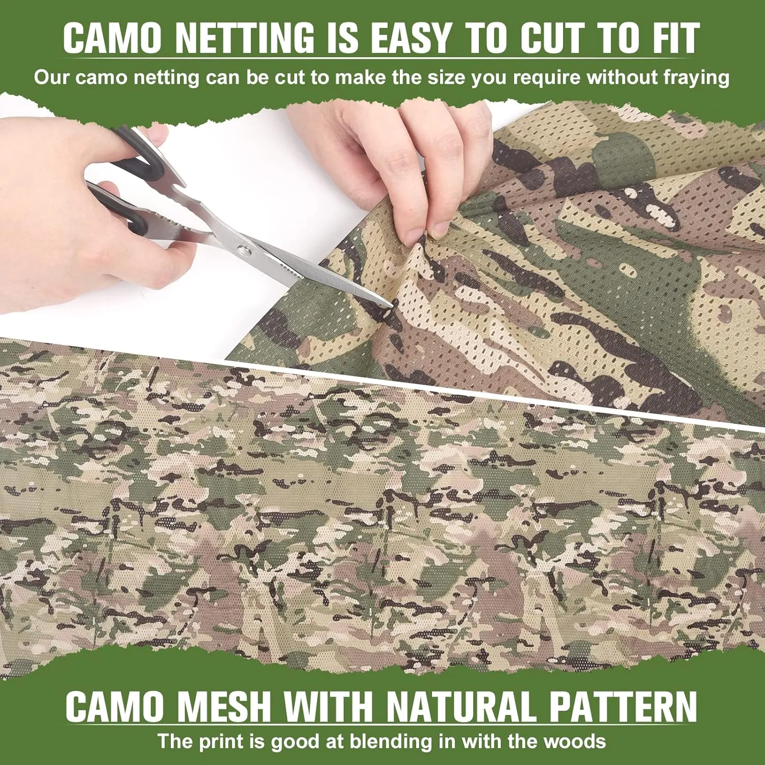 Camo Netting, Camouflage Netting, Quiet Mesh Sunshade, Fence Canopy Nets, See Through, Lightweight, Great for Concealment, Hunting, Shooting, Tree Stand, Car Cover, Photography, Decoration