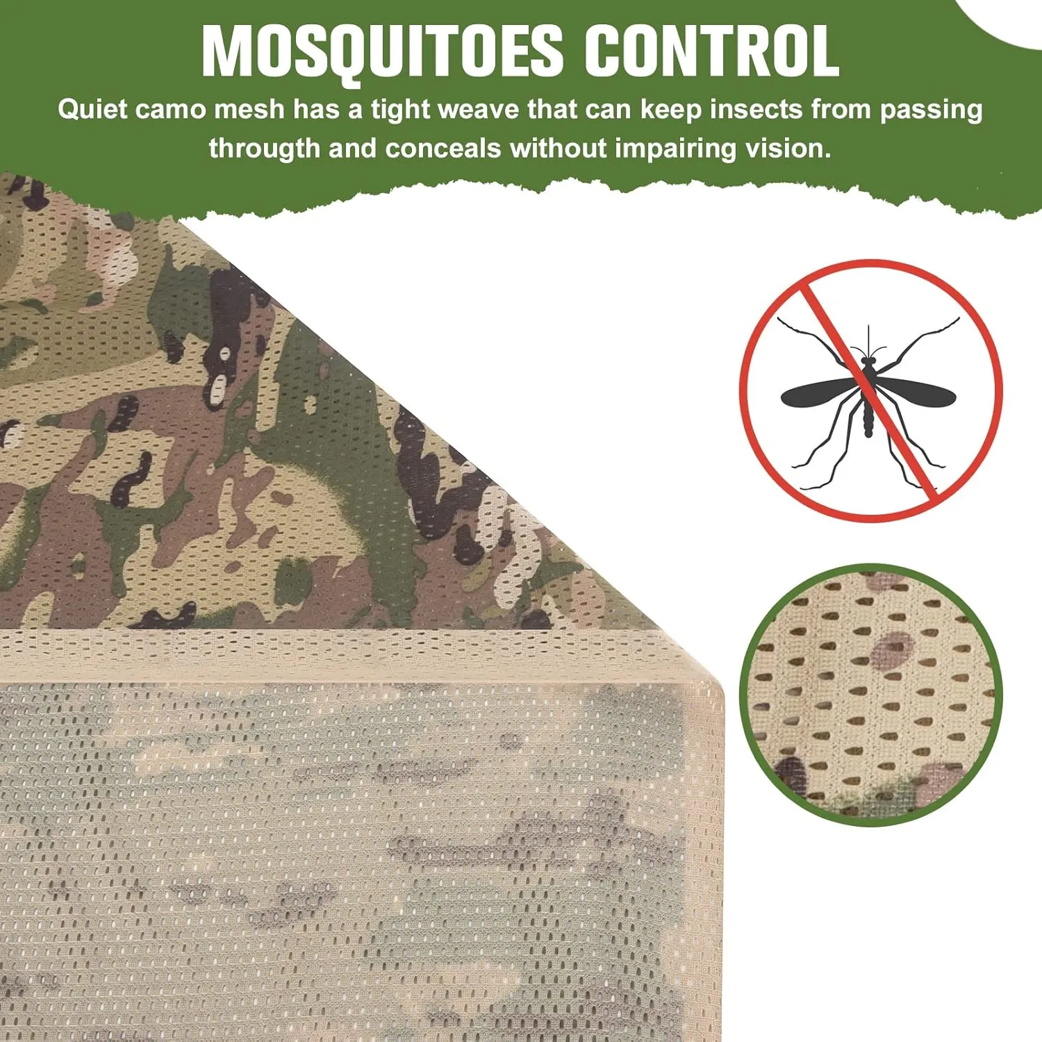 Camo Netting, Camouflage Netting, Quiet Mesh Sunshade, Fence Canopy Nets, See Through, Lightweight, Great for Concealment, Hunting, Shooting, Tree Stand, Car Cover, Photography, Decoration