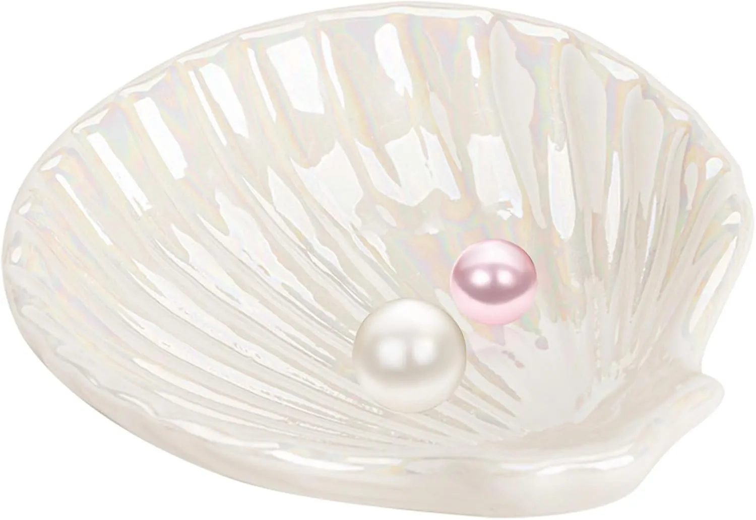 Ceramic Shell Shape Ceramic Jewelry Tray Jewelry Holder Trinket Dish for Jewelry Ocean Style Necklace Earring Ring Holder