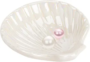 Ceramic Shell Shape Ceramic Jewelry Tray Jewelry Holder Trinket Dish for Jewelry Ocean Style Necklace Earring Ring Holder