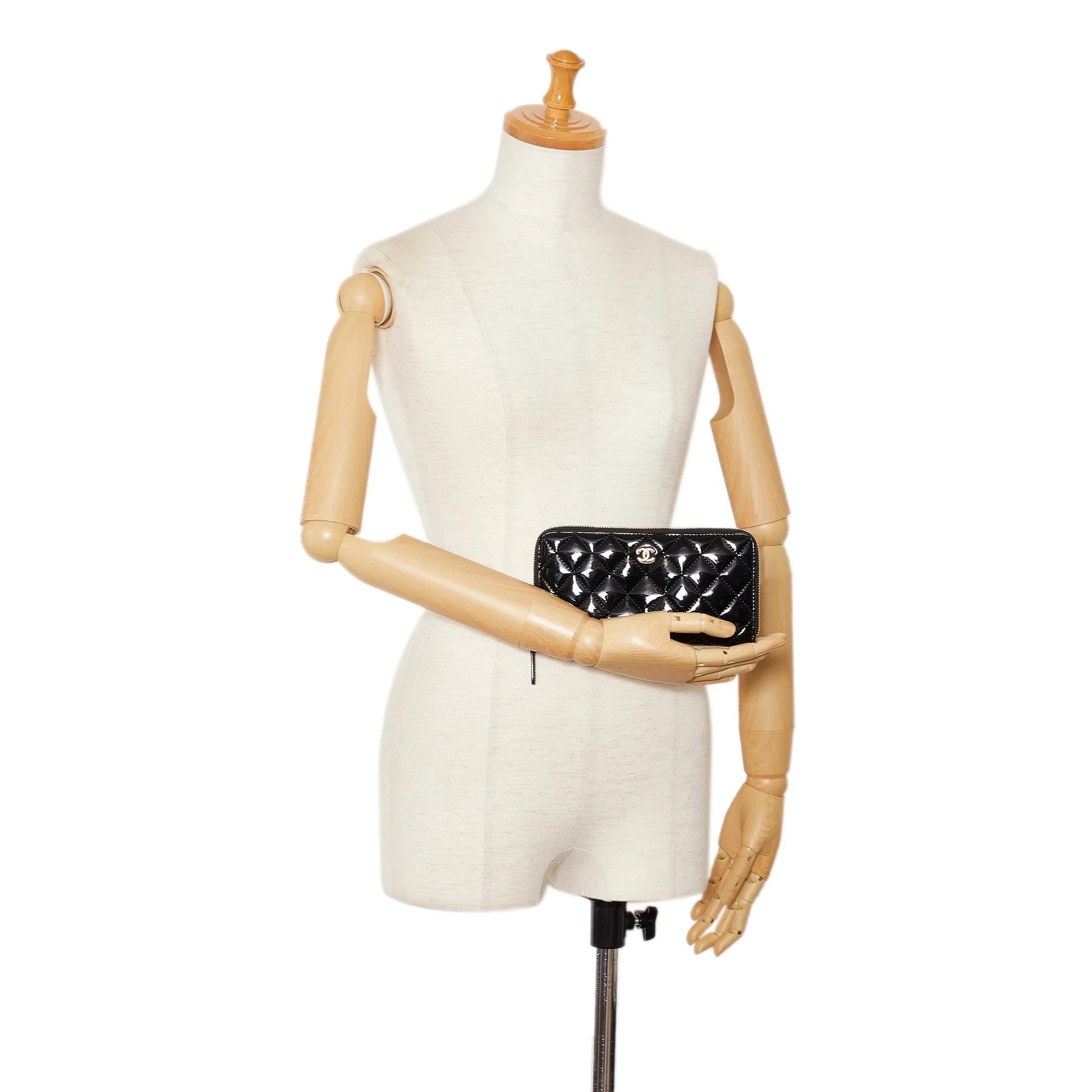 Chanel CC Quilted Patent Zip Around Long Wallet Long Wallets