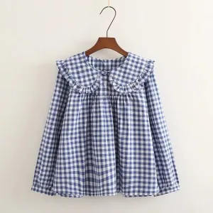 Checked Long Sleeve Blouse