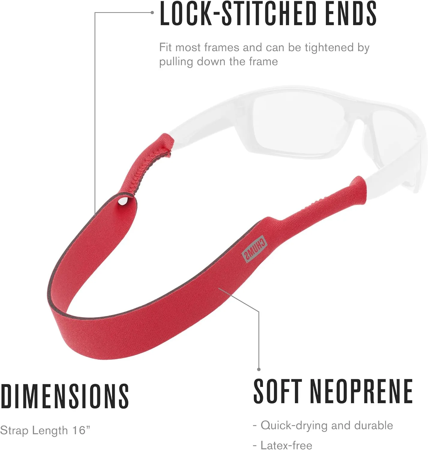 Chums Neoprene Classic Eyewear Retainer - Durable Floating Sunglasses Sport Strap