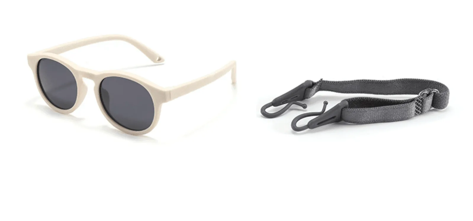 Classic Retro Round Baby Sunglasses (0-3 years) with Hard Storage Case & Strap