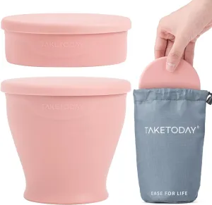 Collapsible Travel Cup - Silicone Foldable Water Cup, BPA-Free with Lid & Waterproof Bag - Drinking Cup Set for Camping, Outdoors & International Travel8 Oz, Lowcountry Peach