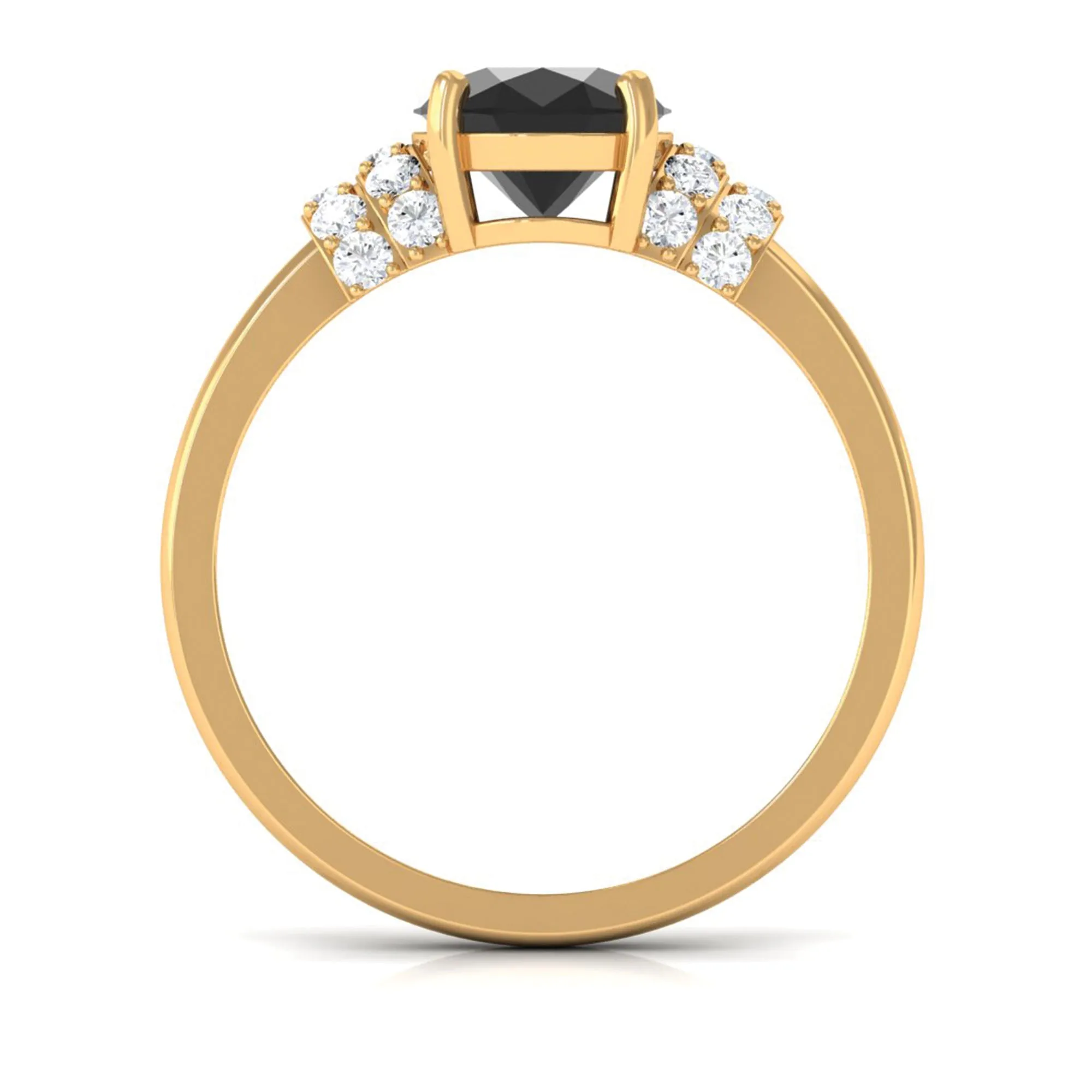 Created Black Diamond and Diamond Oval Engagement Ring