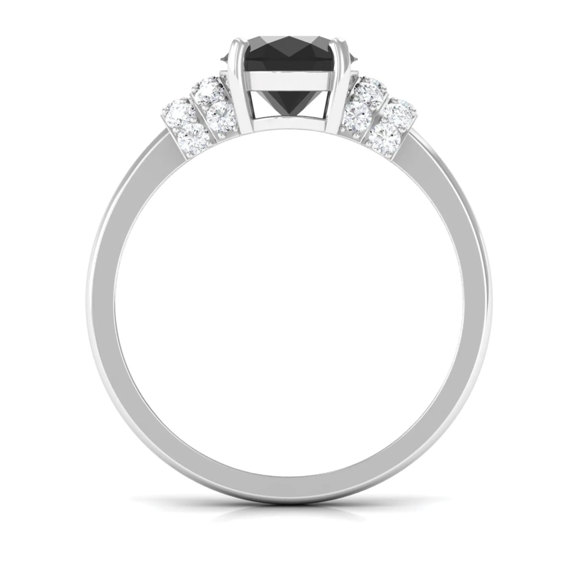 Created Black Diamond and Diamond Oval Engagement Ring