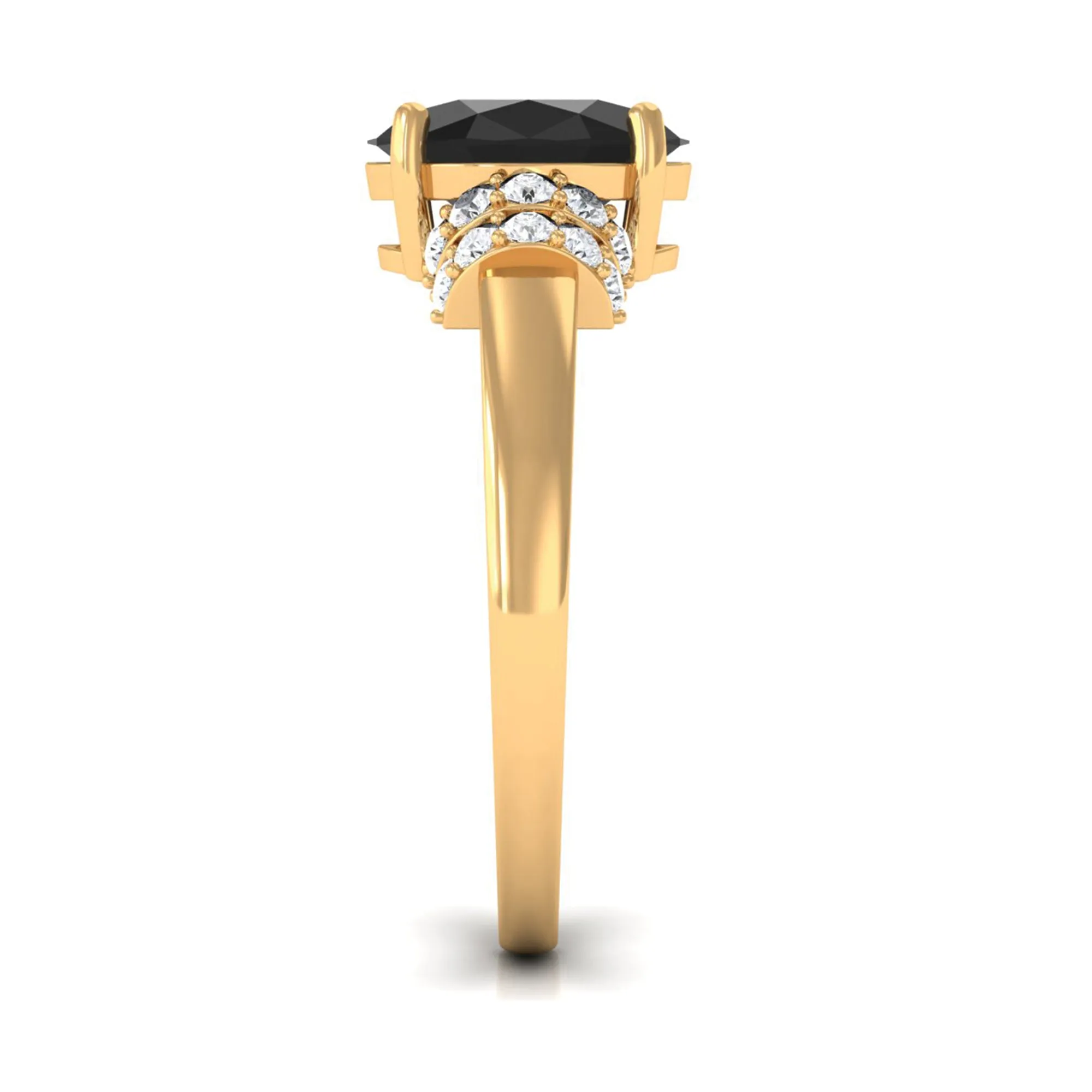Created Black Diamond and Diamond Oval Engagement Ring