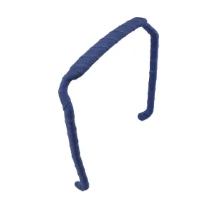 Curly Thick Hair - Medium Headband - Hand-Wrapped Solids (Original, Navy Blue)