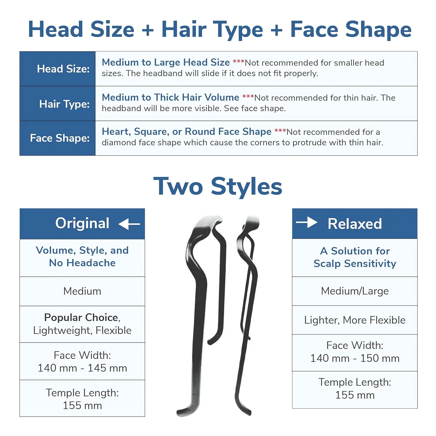 Curly Thick Hair - Medium Headband - Hand-Wrapped Solids (Original, Navy Blue)