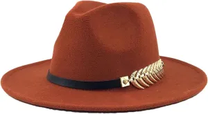 Dcvmvmn Men Women Wide Brim Wool Jazz Fedora Hats Solid Color Panama Hat Party Formal Trilby Hat