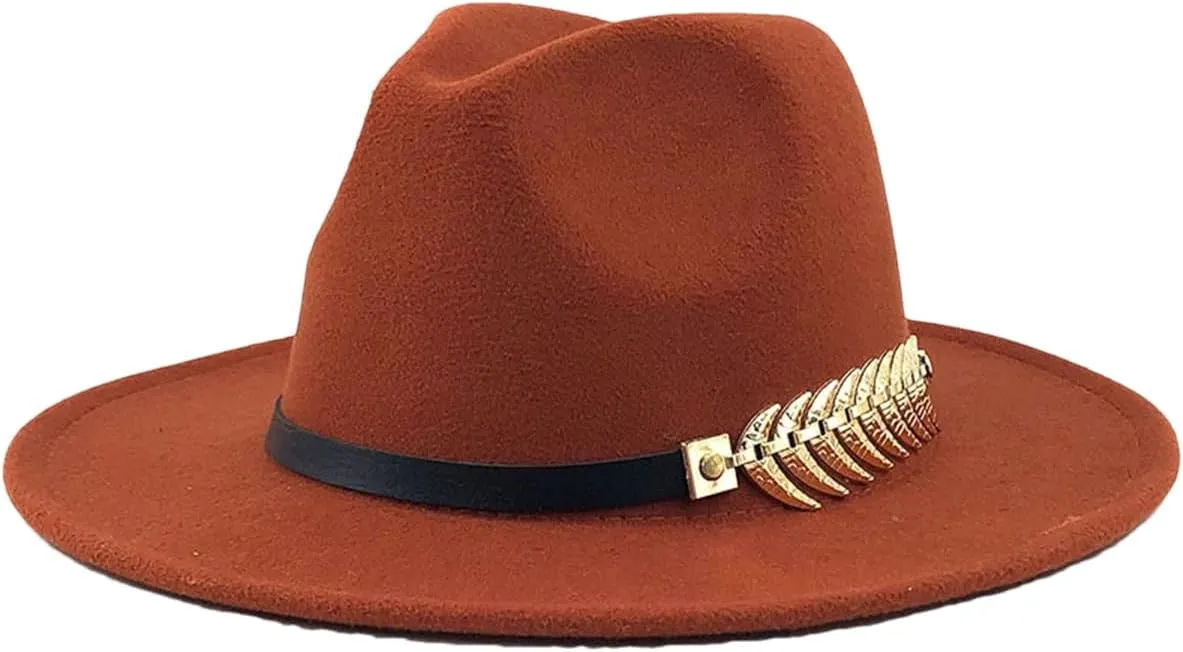 Dcvmvmn Men Women Wide Brim Wool Jazz Fedora Hats Solid Color Panama Hat Party Formal Trilby Hat