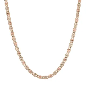Diamond-Cut Valentino Link Chain Necklace 10K Tri-Color Gold