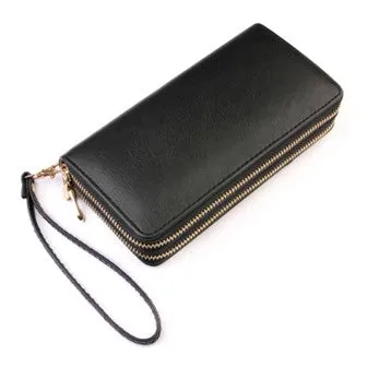 Double Zipper Wallets w/Strap (Black & Brown) - #4694-4695