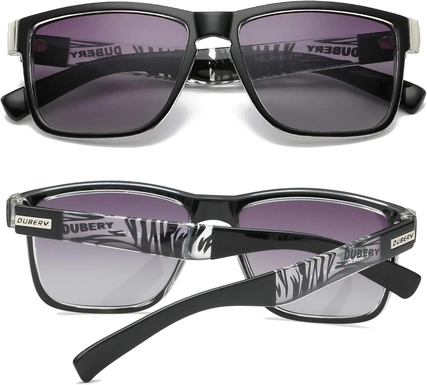DUBERY Vintage Polarized Sunglasses for Men Women Retro Square Sun Glasses D518