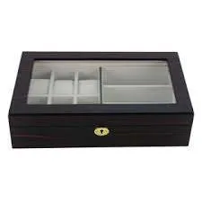 Ebony Wooden Watch Box for 6 Watches   3 Sunglasses