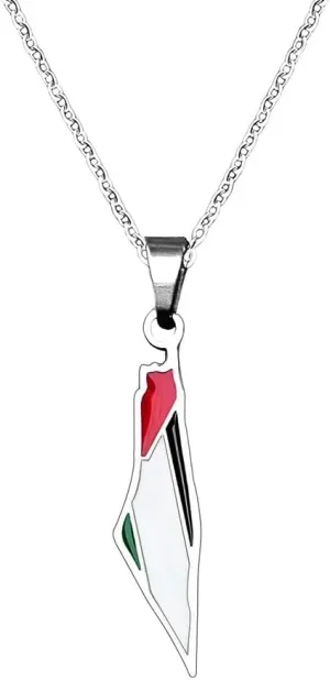 Free Palestine Flag Necklace for Women Men Ethnic Necklaces for Daughter Son Birthday Gifts from Mom Dad Necklace for Sister Brother Gift Ideas Palestine Map Pendant Necklace for Best Friend