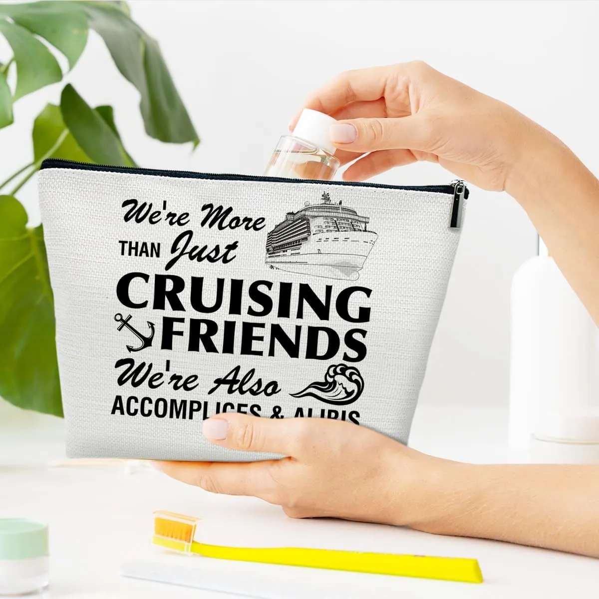 Funny Cruise Makeup Gift Bag, Cruise Lover Summer Vacation Gift, Toiletry Travel Cosmetic Bags With Zipper Organizer For Women Girl Mom Sister Friend