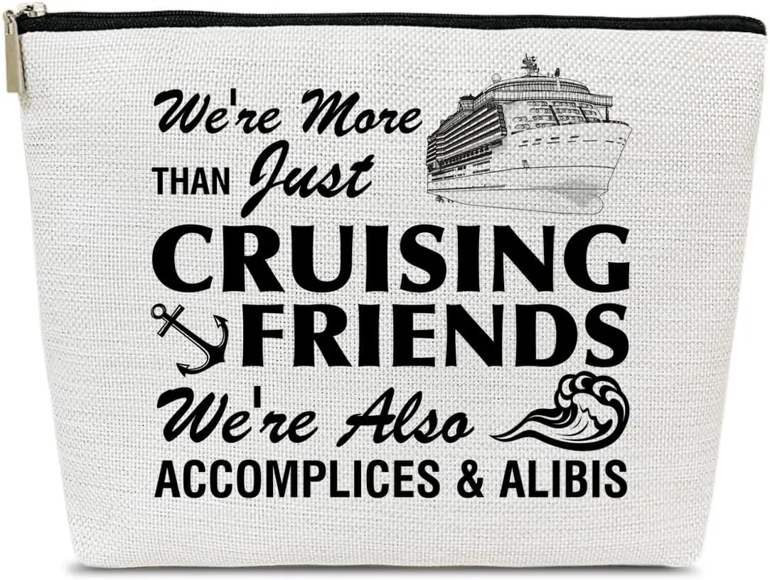 Funny Cruise Makeup Gift Bag, Cruise Lover Summer Vacation Gift, Toiletry Travel Cosmetic Bags With Zipper Organizer For Women Girl Mom Sister Friend